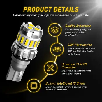 2x T15 W16W LED-uri Canbus 912 Led-uri Auto Reverse Lumină Bec Pentru Hyundai Tucson IX35 IX25 Santa Fe, Sonata 9 Tucson 2016 2017 Lampa
