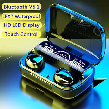 Mini Cască Bluetooth cu LED-uri de Putere de Afișare de 24 de ore Timp de Redare Căști fără Fir Bluetooth Căști de Control Tactil Sport rezistent la apa