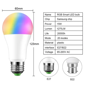 Estompat E27 LED Inteligent Bluetooth Bec Lampă de Magie 15W AC85-265V Muzică Vocală de Control Inteligent de Iluminare cu Lampa mai Multe Culori LED-uri Lumina