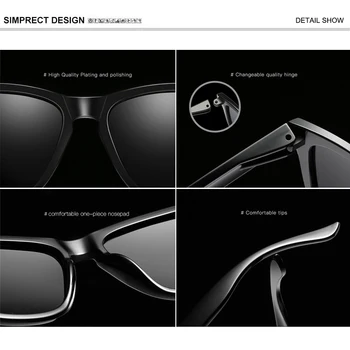 SIMPRECT Noua Moda Polarizat ochelari de Soare Barbati 2021 Oglindă ochelari de Soare Patrati Femei Retro Driver Anti-orbire Ochelari de Soare Pentru Barbati