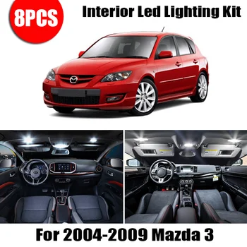 Pentru Mazda 3 2004 2005 2006 2007 2008 2009 8pcs Alb Masina Becuri cu LED-uri de Interior Hartă Cupola Lămpii numărului de Înmatriculare Pachet Kit