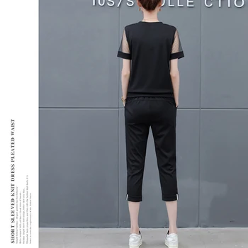 YICIYA alb 2 seturi de piese pentru femei costume negre treninguri co-ord set top si pantaloni plus dimensiune 2020 vara cu dungi îmbrăcăminte
