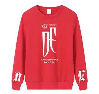 Kpop super junior D&E albumul pericol de imprimare aceeași oana gât pulover hoodies unisex k-pop subțire pierde tricoul 4 culori