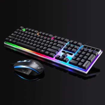 Colorate Iluminate cu LED cu iluminare de fundal cu Fir USB pentru PC Gaming Mecanic Keyboard Mouse-Set de Jocuri Gamer Mouse-ul și Tastatura Kit de Home Office
