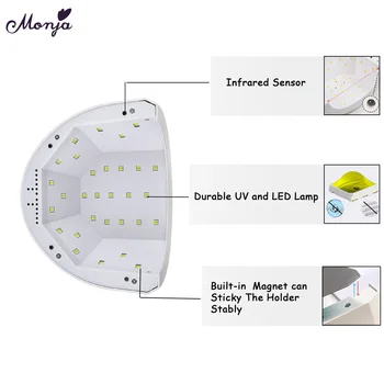 Monja SUNone 2 Culori 48W Rapid de Uscare UV Gel Polish LED Unghii Lampa Auto Senzor Timer Uscător de Unghii Manichiura Instrument