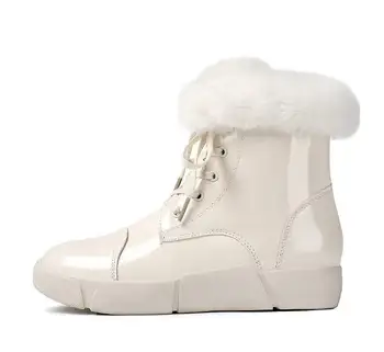 Iarna noi cizme femei în tub plat de zăpadă cizme casual din bumbac cizme Strat de vopsea din piele cizme de moda cizme de vopsea
