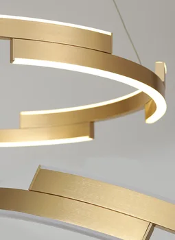 Moderne de Lux Inel LED Candelabru de Aur CNC Aluminiu Lobby-Lustre pentru Camera de zi Tavan Agățat Lumini Sala de Mese Ușoare