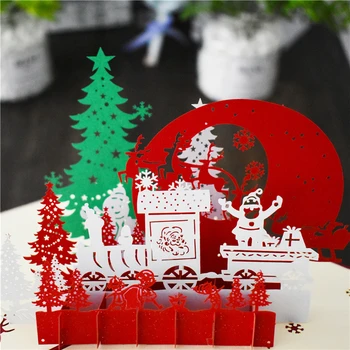 10 Pack Crăciun Fericit Card de Crăciun Pop-Up de Carduri cu plic Autocolante taiate cu Laser Felicitări de Anul Nou Cadouri lucrate Manual