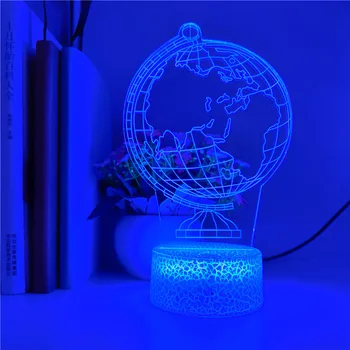 7 Culoare Lumină de Noapte Creative Glob pământesc 3D Holograma Decorare Dormitor LED-uri Led-uri USB Lampa de Masa Cadou de Ziua Difuzor Bluetooth