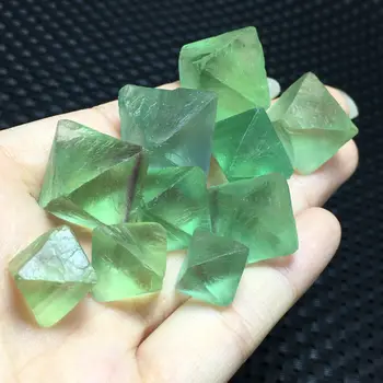 2 buc Naturale frumoase fluorit verde octaedrice cristal de stâncă specimene