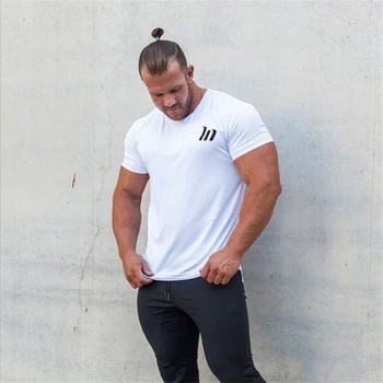 Brand de îmbrăcăminte de fitness tricou barbati moda extinde lungi tricou de vara săli de sport cu maneci scurte t-shirt culturism Slim fit topuri