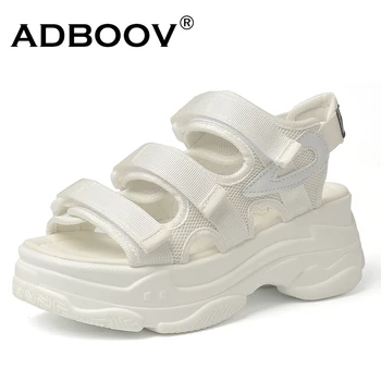 ADBOOV Platforma Wedge Sandale Femei 3 Curele de Moda de Vară Indesata Pantofi Înălțime Creșterea Sandale Papuci