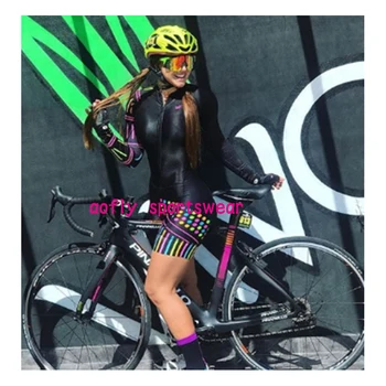 2020 Femei nou timp de Triatlon cu Mâneci lungi cu Bicicleta Skinsuit Maillot Ropa Ciclismo Două Biciclete Jersey seturi Salopeta kituri