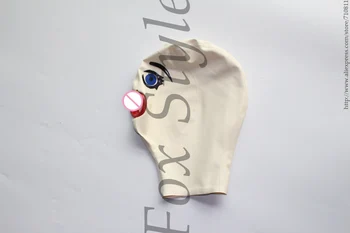 Transport gratuit latex manual fetish papusa masca de cauciuc capota în alb
