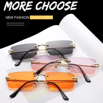 Brand de lux Dreptunghi fără ramă de ochelari de Soare Femei 2021 Nou Pătrat Gradient Clar Ochelari de Soare pentru Femei de Vară Nuante UV400