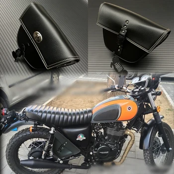 1buc Motocicleta PU Negru din Piele Partea Castiga Bolt Geantă Șa Sac Universal pentru Harley Sportster XL883 Cafe Racer Honda