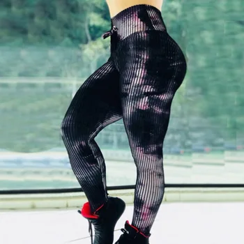 Talie inalta Femei Sexy Yoga Activ Legging Linie de Imprimare 3D de Ridicare Fese Flex fără Sudură de Fitness Pantaloni Mujer de Yoga, Gimnastică Tinuta Purta
