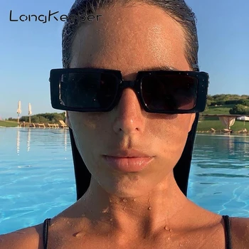 Vintage Dreptunghi ochelari de Soare Femei Bărbați 2020 Design de Brand de Moda Verde Gros Cadru Ochelari de Soare Nuante UV400 Gafas de sol mujer