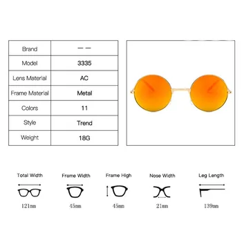 RBRARE Aliaj Rotund ochelari de Soare pentru Femei Ochelari Lentile Optice Cadru Metalic Colorat Oglindă Ochelari de Soare Vintage Pahare Transparente