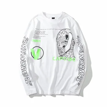 Căpitanul Imprimare cu Mâneci Lungi T-shirt pentru Bărbați High Street Gât Rotund Hip Hop Tricouri Barbati Streetwear 2020 Primăvară Bumbac, Pulovere Cuplu