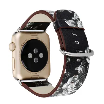 Retro Ceas Bandă de Piele pentru Apple Watch 38mm 42mm Serie 1/2/3 Floare Curea Imprimeuri Florale Ceas de mână Brățară Picătură de Transport maritim
