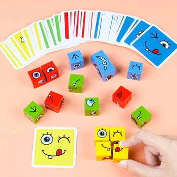 Schimbarea la fata Bloc Montessori Expresia Puzzle-uri de Gândire Logică de Formare din Lemn Educația Timpurie a Copiilor de Jucărie