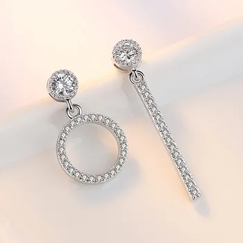 Argint 925 moda strălucitoare de cristal doamnelor'stud cercei bijuterii femei sex feminin cadou en-gros ieftine