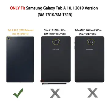 Pentru Samsung Galaxy tab 10.1 2019 SM-T510 SM-T515 Caz Copilul la Șocuri Mână Curea de Umăr Construit Ecran Protector PC Cauciuc