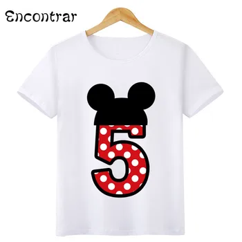 Copii Ziua de nastere Drăguț Numărul Arc de Design Tricou Baieti/Fete Casual cu Maneci Scurte Topuri pentru Copii Funny T-Shirt,HKP3056