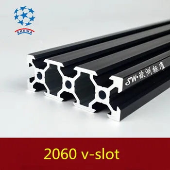 2060 din aluminiu extrudare profil standard european 2060 v-slot negru lungime 500 mm profil de aluminiu banc de lucru 1buc