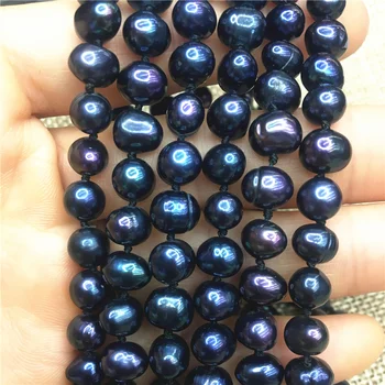 Bijuterii Colier fierbinte Transport gratuit noi 2019 Stil de Moda diy 7-8mm Negru Akoya Colier de Perle de Cultură de 35