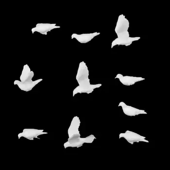 20buc Plastic Păsări Cifră Mică Jucărie Pasăre Porumbel De Pace Peisaj Layout 1:75 scară / 1.5-2.5 cm, Alb