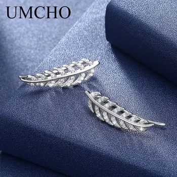 UMCHO Pene Real Argint 925 Albastru Clar Cubic Zircon Cercei pentru Femei Fete de Moda de zi cu Zi Design Simplu Bijuterii Fine