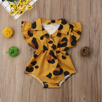 2019 Summer Infant Newborn Baby Girl Haine Leopard Inima Volane Fete pentru Copii Salopetă Ziua Îndrăgostiților Haine Pentru Fetita