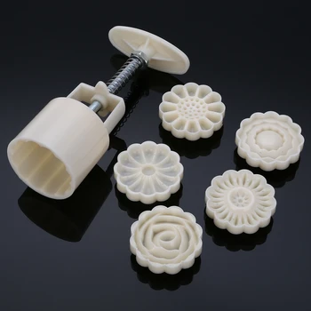 3D Mooncake Mucegai Floare Trandafir Fondant Tăietori Cookie Biscuiti Bomboane Mucegai DIY de Mână de Presă Mucegai Instrumente de Gătit 1 Butoi de 6 Timbre