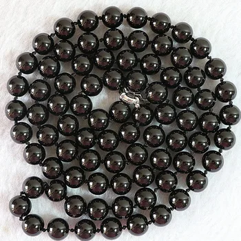 De vânzare la cald, rotund și negru farmece de copt vopsea de sticlă 10mm rotund margele de moda strand colier pentru femei bijuterii de luare de 36 inch B668