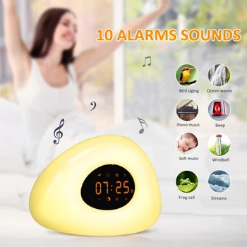 Wake-Up Light Ceas Deșteptător LED Lampă de Noptieră Touch Control Lumina de Noapte Răsărit Apus de soare Simulare 10 Sunete din Natură Pentru Dormitor Cadou