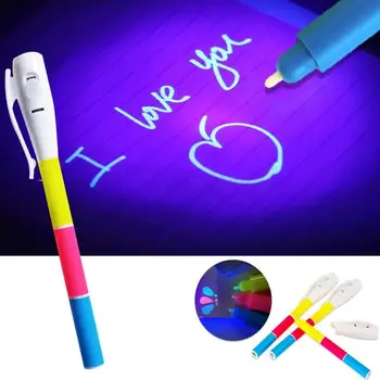 3 Culori UV Stilou Fluorescent Lumina Combo Creative Papetărie Pix Cerneală Invizibilă DIY Papetărie, Rechizite de Birou