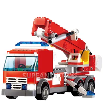 244Pcs City fire Lupta Motor Blocuri Seturi de BRICOLAJ de stingere a Incendiilor Camion Brinquedos DIY Cărămizi Playmobil Copii, Jucarii Educative