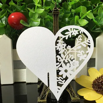 50pcs Inima cu Laser Tăiat Sticlă Carte de Hârtie Cupa Card de Masa Carte de Nume de Copil de Dus Pentru Petrecerea de Nunta de Decorare Ziua de nastere Favoarea Consumabile