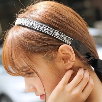 MENGJIQIAO 2019 coreene Noi, Elegante, Strălucitoare de Cristal Bowknot Panglică Bentițe Pentru Femei de Moda Headwrap Fată Accesorii de Par