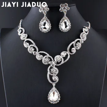 Jiayijiaduo Simulate Perla de Nunta Bijuterii de Mireasa Seturi de Bijuterii argint-culoare Flori Cravată Colier Cercei