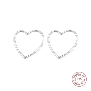 Autentic Argint 925 Asimetrice Inimile de Dragoste Hoop Cercei Pentru Femei Bijuterii de Nunta pendientes mujer