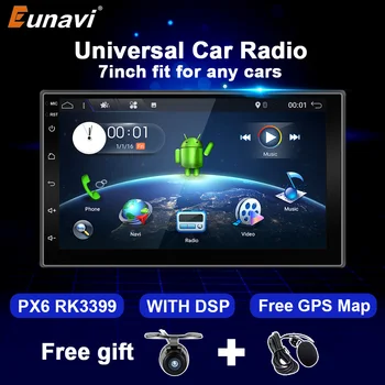 Eunavi Android 10 Radio Auto Multimedia Video Player Universal Ecran de 7 inch Audio Stereo Șeful unității de Navigație GPS 2 Din nici un DVD