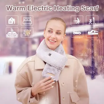 Eșarfă încălzit USB Căldură Șal rezistent la apa Caldă Electric Gât Wrap Femei Îngroșa Pluș Faux Blana Electrice Incalzite Eșarfă