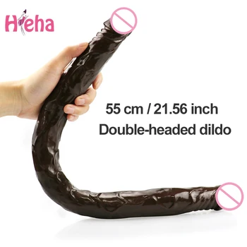 Super Long Double cap Vibrator Jelly Vibrator Realist Dublu s-a Încheiat Vibrator Flexibil Penis Mare pentru Femeile Lesbiene Masturbare Jucarii Sexuale