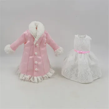 GHEAȚĂ DBS Blyth doll licca corpul dantela tinuta haina roz rochie albă
