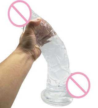 HOWOSEX 37*7CM Cristal Jeleu Mare Vibrator Realist din PVC cu Penisul Femei Artificiale Gigant Timp ventuza Anal Dildo Penis Pula