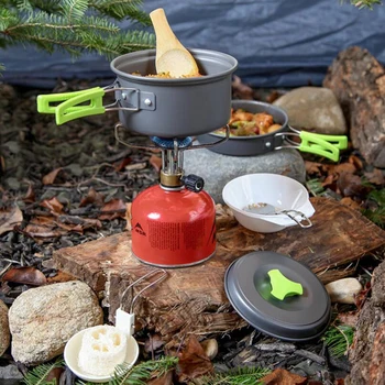 În Aer Liber Camping Set De Vase Marș Tacamuri Ustensile De Gătit, Aragaz Kit De Călătorie Pan Drumeții, Picnic, Camping Unelte Pentru 1-2 Persoane