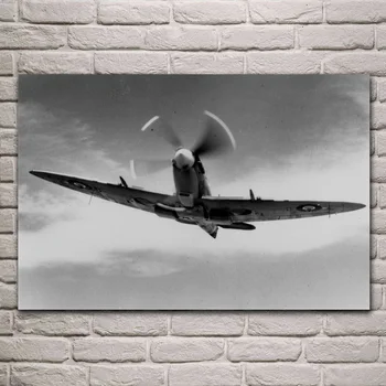 Luptător militar Supermarine Spitfire retro aeronave camera de zi de decorare arta de perete acasă decor cadru de lemn tesatura postere KF871
